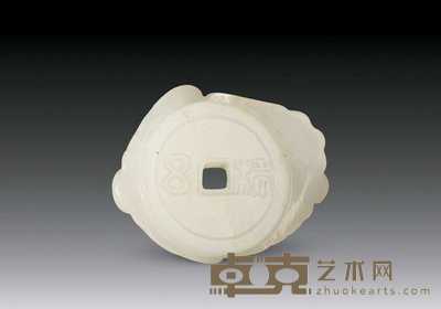 清 白玉刻“福在眼前”挂件 4.5×3.5cm